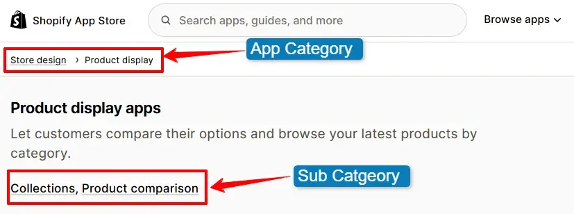 identify your shopify app category