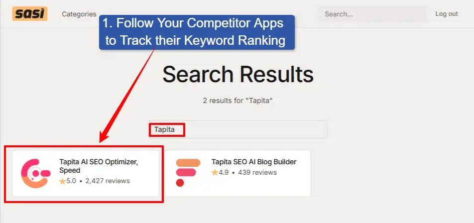 follow your competitor apps to monitor their app ranking position on the shopify app store