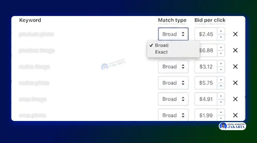 shopify app store ad campaign with broad match type keywords
