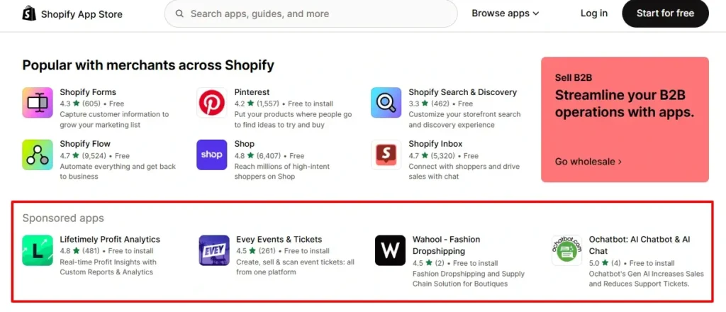 how shopify app store ads works