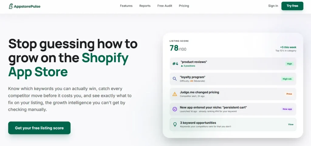 App Store Pulse dashboard for Shopify app market intelligence 