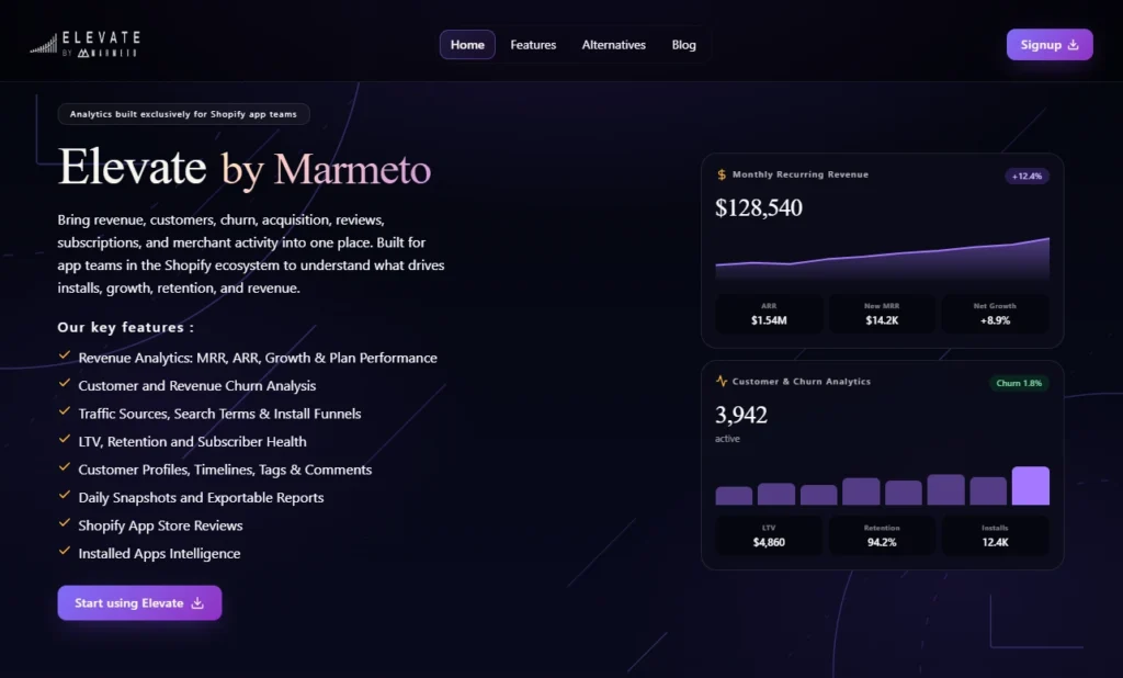 I Have Tested & Found Top 10 HeyMantle Alternatives for Shopify Apps 5 elevate by marmeto featured on dm jakaria as heymantle alternative