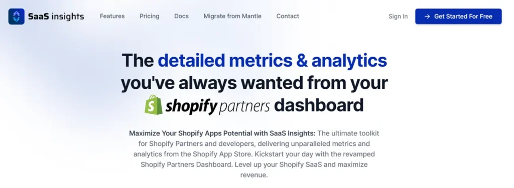 SaaS Insights dashboard for SaaS performance analytics 